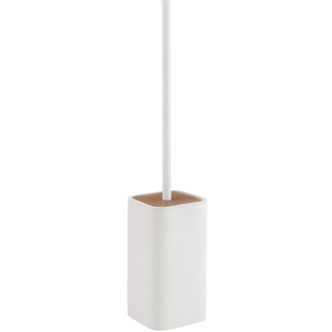 Scopino WC con ciuffo in setole d'appoggio in resina e bambù 1333 Gedy serie NINFEA Bianco Matt