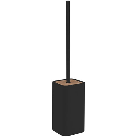 Scopino WC con ciuffo in setole d'appoggio in resina e bambù 1333 Gedy serie NINFEA Nero Matt