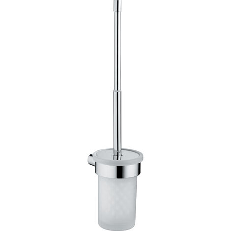 Scopino WC con manico telescopico e ciuffo in setole da muro in alluminio, ottone e Cromall A133-03 Gedy serie AZZORRE Cromato