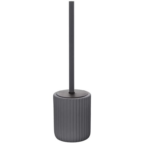 Scopino wc grigio in ceramica soft touch con setole nere Spring