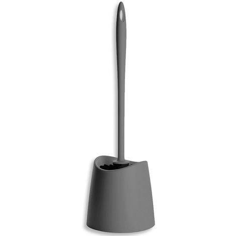 Scopino wc in plastica resistente grigio antracite con setole nere