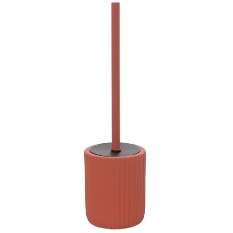 Scopino wc rosso in ceramica soft touch con setole nere Spring