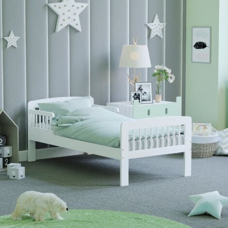 Scorpio Solid Wood Toddler Bed, White, 140 x 70 cm