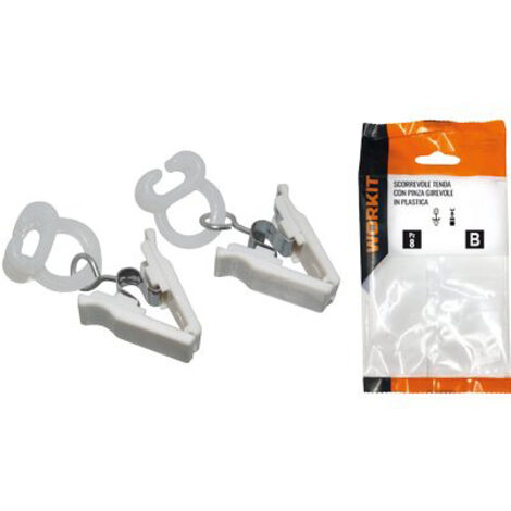 SCORREVOLE TENDA CON PINZA GIREVOLE SELF WORKIT - PLASTICA CF=PZ 10- 5 confezioni