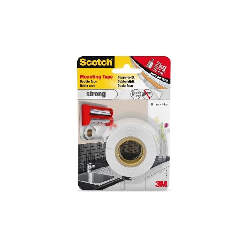 

Scotch 40011915, Cinta De Montaje Fuerte De 1.5 M X 19 Mm, 1 Unidad