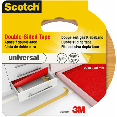 Scotch 42012050 - Nastro adesivo universale, biadesivo, 50 mm x 20 m, marrone chiaro