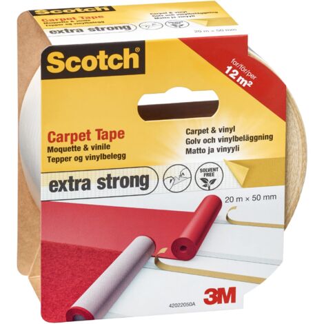 Scotch 42022050B Nastro Biadesivo per Moquette e Pavimento in Vinile, Trasparente, 20 m x 50 mm