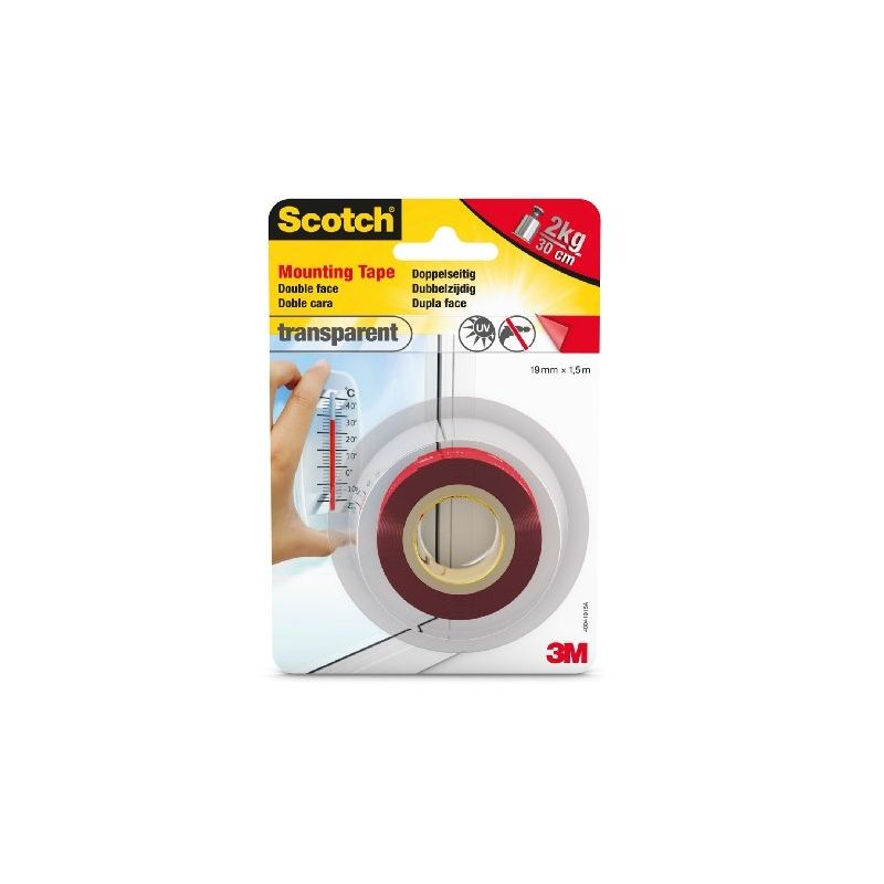 3M - scotch 70006902822 ruban adhésif double face 1,5 m x 19 mm transparent 40041915