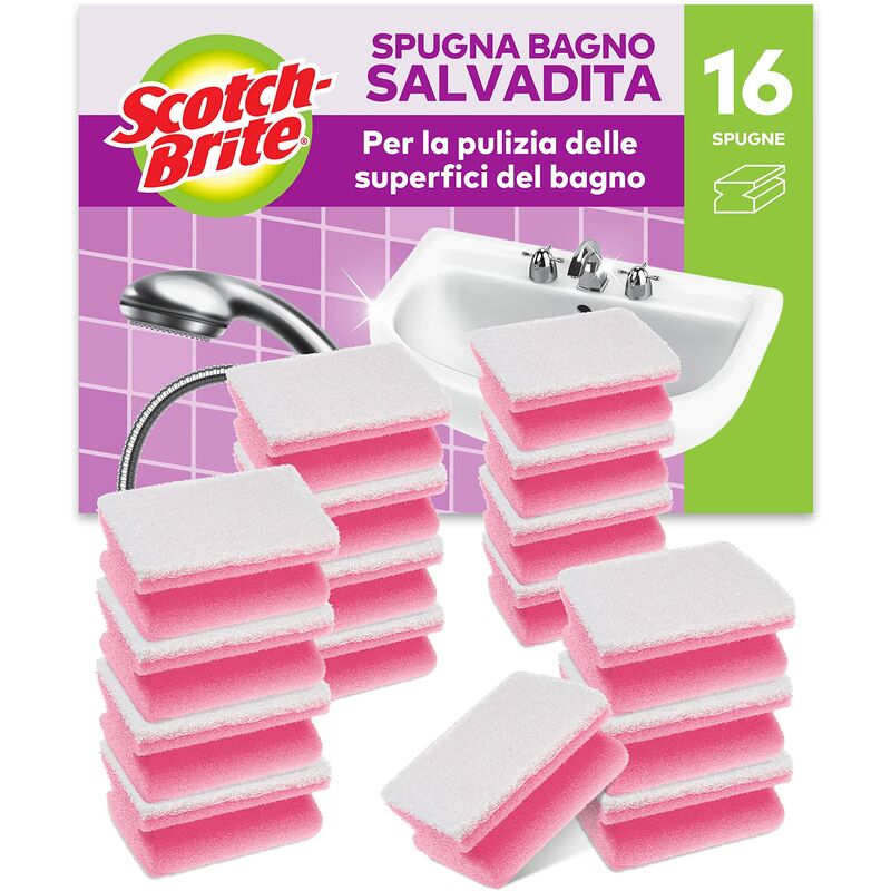Image of Spugna abrasiva per bagno Salvadita, 16 pezzi per confezione - spugna abrasiva antigraffio per la pulizia delle superfici del bagno, come vetro,