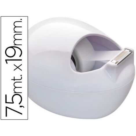 Scotch Dispensador de cinta diseñado por Karim Rashid blanco+ Scotch Magic Cinta adhesiva, 1 rollo de 19 mm x 7,5 m