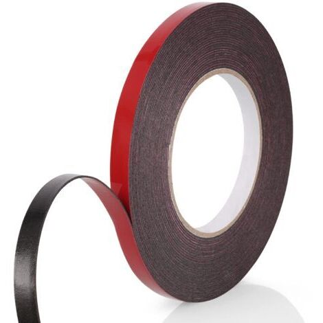 Scotch Double Face Extra Fort, 1 Rouleau (10MM10M) Noir Mousse PE Film Rouge Imperméable et ultra Résistant aux Hautes Températures Ruban de montage pour Voiture Fixation Maison et Bureau