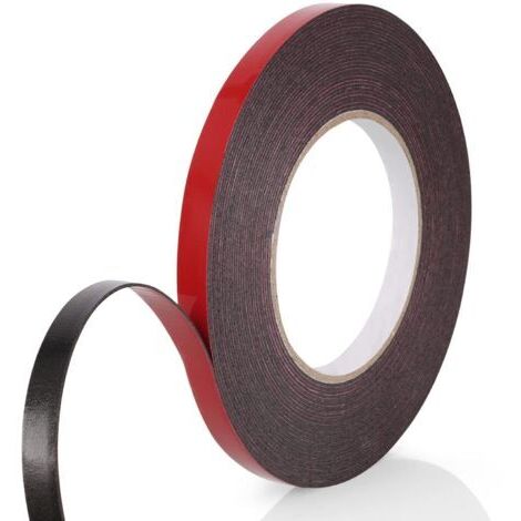 Scotch Double Face Extra Fort, 1 Rouleau (10MMx10M) Noir Mousse PE Film Rouge Imperméable et ultra Résistant aux Hautes Températures Ruban de montage pour Voiture Fixation Maison et Bureau
