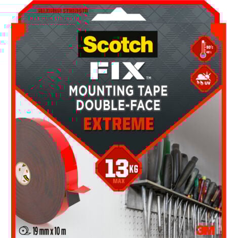 SCOTCH Double Face Extrême 10m x 19mm Fix 3M blanc