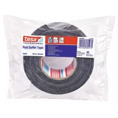 Tesa – Ruban adhésif toilé noir mat 50m x 5cm – Résistant à la traction 48.5 lb – Adhérence 14.6 oz – Pour fixation discrète de câbles