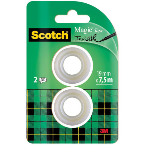 Scotch Nastro adesivo Magic - 2 Rotoli da 19 mm x 7,5 m - Nastro Trasparente Opaco e Scrivibile Ottimo per Casa, Ufficio e Scuola