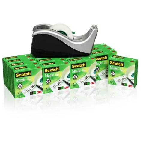 Scotch Nastro Adesivo Magic 810 - 16 Rotoli 19 Mm X 33 M + Dispenser - Trasparente Opaco Scrivibile