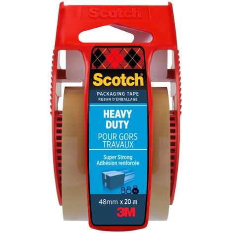 Scotch Nastro adesivo per imballaggio extra resistente, avana, 48 mm x 20 m, 1 rotolo su avvolgitubo manuale/confezione