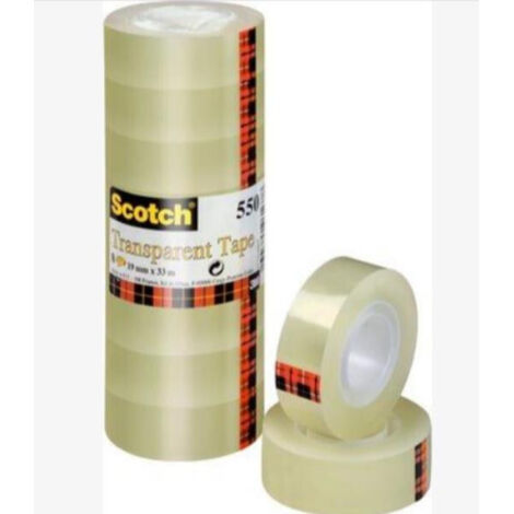 Scotch Nastro Adesivo Trasparente 19mm x 66m Resistente Multiuso 8 Pezzi