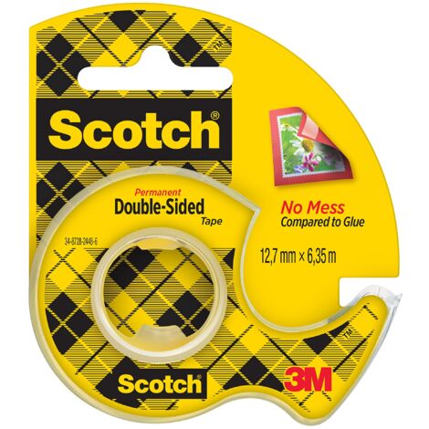 Scotch Nastro Biadesivo - 1 Rotolo, 12,7 mm x 6,3 m, Dispenser Portatile - Nastro Biadesivo Trasparente a Lunga Tenuta per Foto, Fotografie, Poster e Immagini