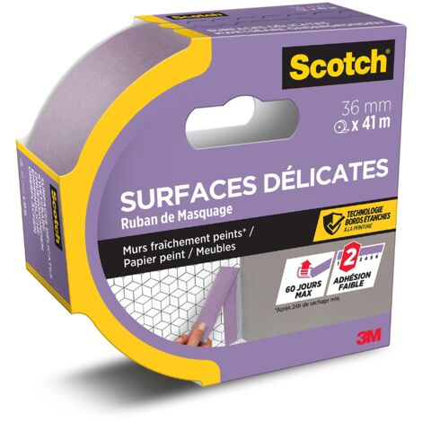 Scotch - Nastro coprente per superfici sensibili, 36 mm x 41 m, linee di colore super nitide per pittura sensibile all'interno, carta realizzata da fonti controllate PEFC