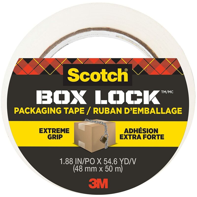 Image of Nastro da imballo Box Lock - 1 Rotolo, 48 mm x 50 m - Nastro da imballo trasparente forte, ottimo per la spedizione di regali e doni natalizi - Scotch
