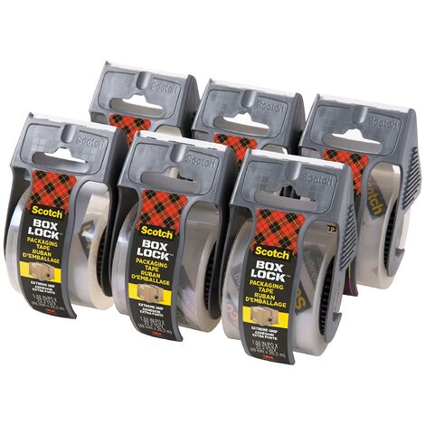 Scotch Nastro da imballo Box Lock - 6 Rotoli con dispenser, 48 mm x 20,3 m - Nastro Adesivo per Chiudere Scatole, Cartoni e Pacchii