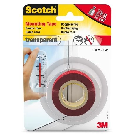 SCOTCH Ruban adhésif double face transparent SCOTCH L. 1.5 m x l. 19 mm