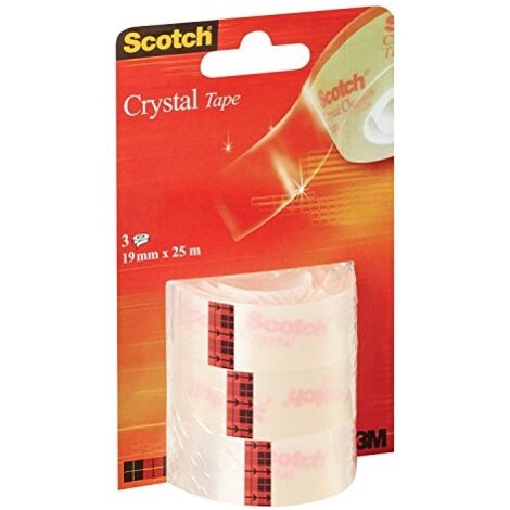 SCOTCH RUBAN ADHÉSIF ULTRA-TRANSPARENT SE DÉCHIRE À LA MAIN 3 ROULEAUX 19 MM X 25 M