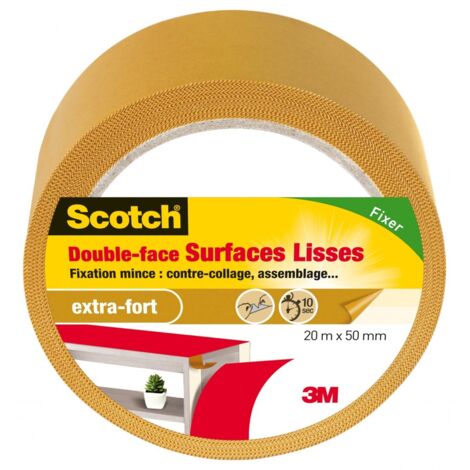 SCOTCH - Ruban double face surface lisse 50 mm x 20 m