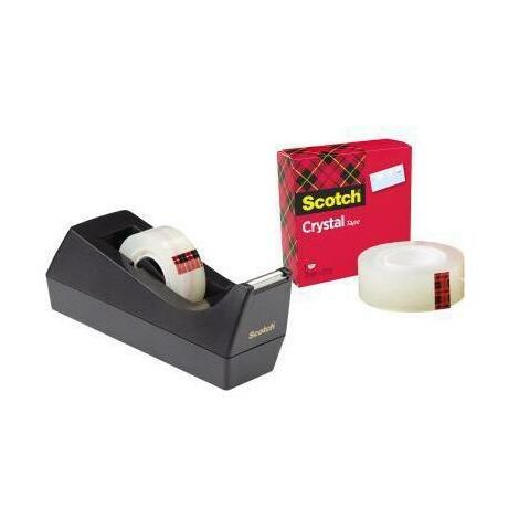Scotch Tischabroller 83980 schwarz inkl 10,0 m x 19, 1 Rolle Crystal Klebeband 