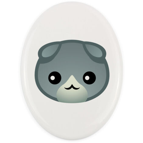 Scottish Fold - Keramik-Grabsteinfliese mit Grafik und Inschrift von Art-Dog