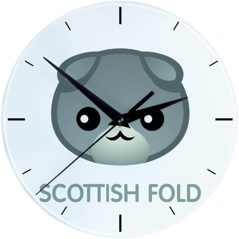 Scottish Fold - MDF-Uhr mit Grafik und Aufschrift von Art-Dog