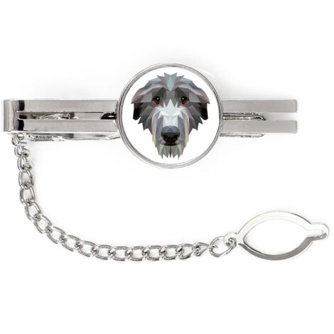 Scottish Greyhound, Deerhound - fermacravatta geometrico con foto e scritta Art-Dog