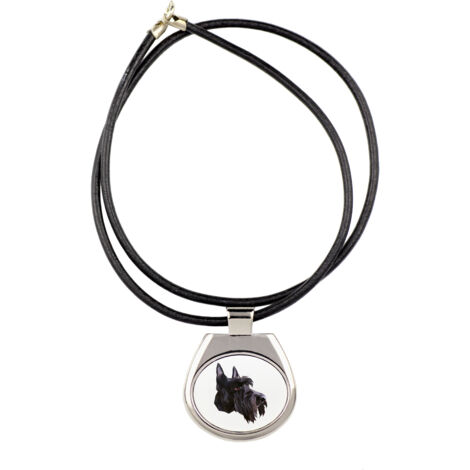 Scottish Terrier, Aberdeen Terrier: collar con foto e inscripción geométrica de Art-Dog