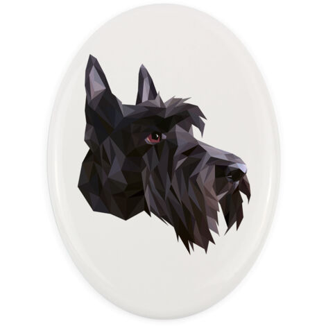 Scottish Terrier, Aberdeen Terrier - plaque avec photo et inscription géométrique par Art-Dog