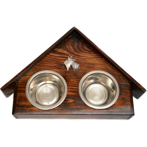 Scottish Terrier, Aberdeen Terrier: soporte de madera con cuencos para perros, cuencos decorativos para perros, un regalo por adoptar un perro de Art-Dog