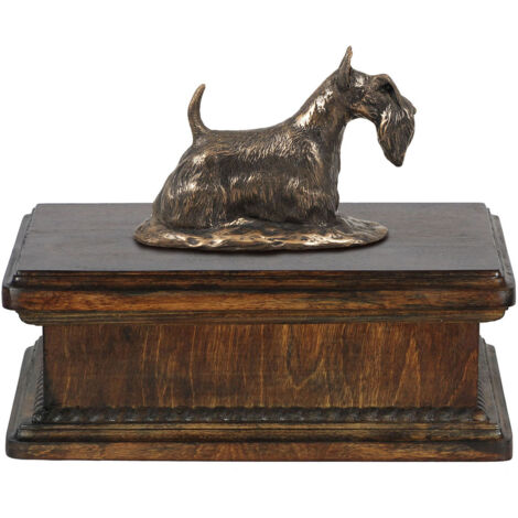 Scottish Terrier, Aberdeen Terrier - urna per ceneri di cane, urna classica con statuetta, urna elegante con cane di Art-Dog