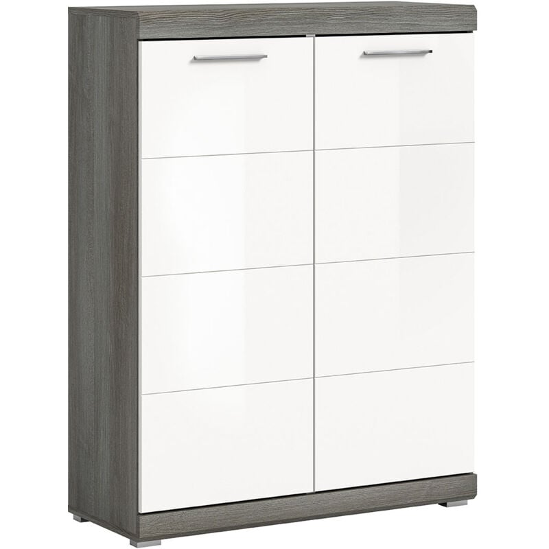 Ebuy24 - Scout meuble à chaussures 2 portes blanc brillant.