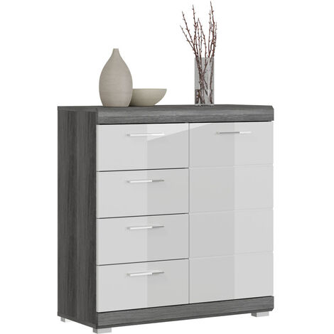 Scout Sideboard 1 Tür, 4 Schubladen grau.