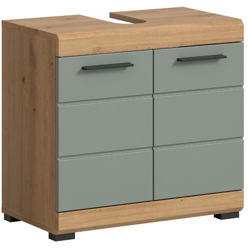 M&S Scout Waschbeckenunterschrank 2 Türen, 2 Schubladen Salbeidekor, Eiche Dekor.