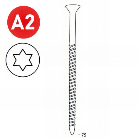 Scrail de 2000 vis INOX Torx (TX) 16° SCRAIL 28/32 x 75 mm - 16S28759 Alsafix