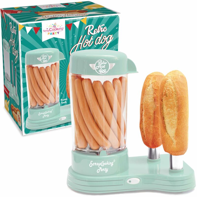 Image of Scrap Cooking - Hot Dogs Machine - Dispositivo per creare i suoi veri hot dog u.s. - Capacità 12 salsicce & 2 pane, stile retrò vintage per feste,