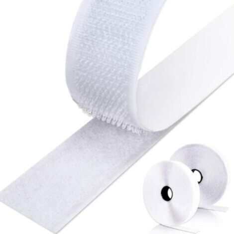 Scratch Autocollant Double Face 4.8M x 2CM Bande Scratch Adhésive Ruban Adhésif Double Face Scratch Puissant pour Bricolage, Coudre, Tapis, Tissu - Blanc