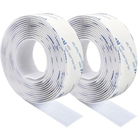 Scratch Autocollant Double Face,Ruban Adhésif Double Face Puissant Blanc Nylon Sans Trace Bande Agrippantes Adhésives 3m×2cm Pour Tapis De Sol Coussins Et Vêtements