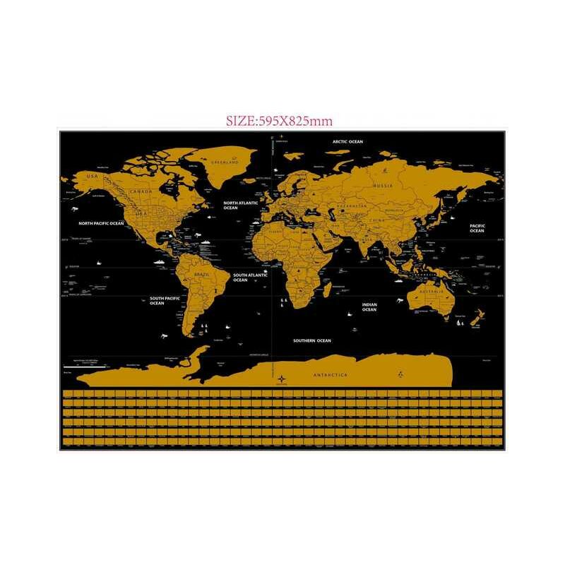 Scratch scratch Map Mappa del mondo di nero nero