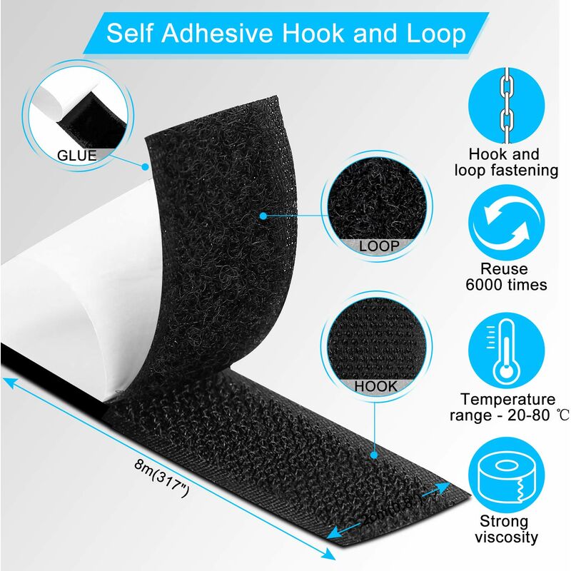 Scratch Sticker, 2 x 10 m Shearable Tape Hook Loop...