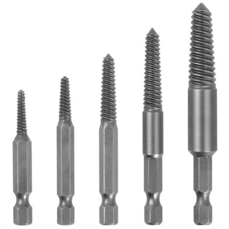 Screw Drill Bits, Stud Removal Tool, 5Pcs Broken Screw Extractor Hex Shank Fine Teeth Damaged Bolt Removal Tool,Suitable for 5-18mm