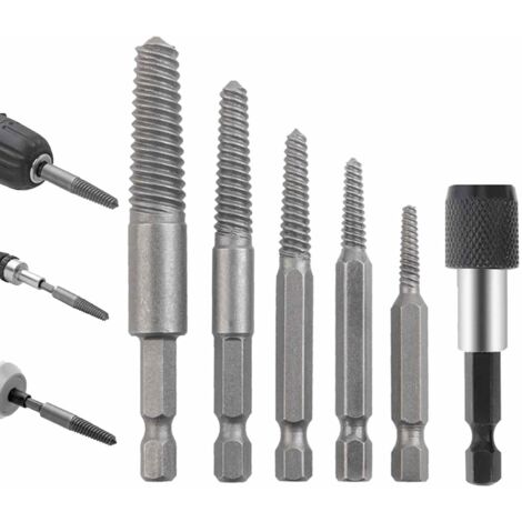 Screw Extractor Kit, 6-Piece Chrome-Molybdenum Steel Screw Extractor Kit, Wear-Resistant Drill Accessories for Broken Screw Extractors for Workmen, Household Extractor Kit