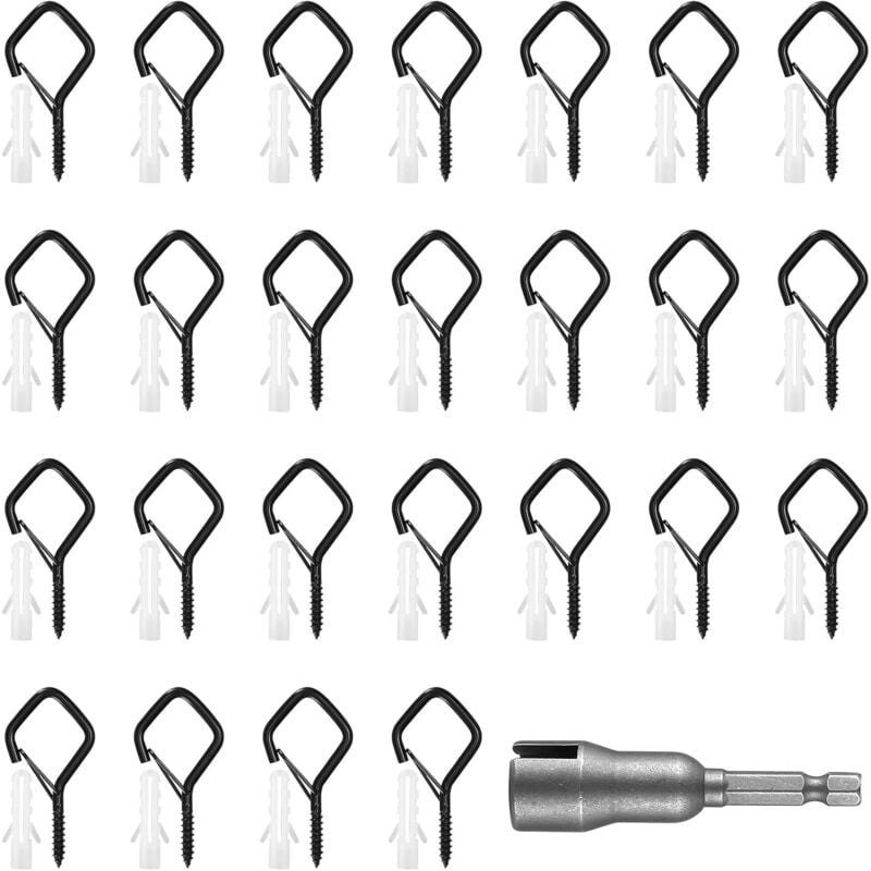 Screw Hooks, 20 Pieces Ceiling Hook, Screw-in Eyebolt, Screw-in Hook with Safety Buckle, Wall Hook Screws with Wood Thread for Plant Baskets,