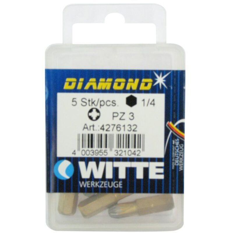 Screwdriver bits - Witte - PZ 3 Diamond - Length 25 mm - 5 units